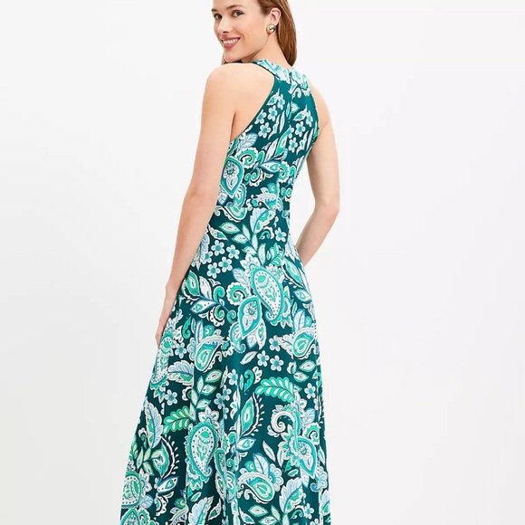 NWT Loft paisley Halter Midi Dress - Picture 2 of 9
